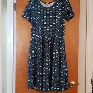 EUC Lularoe Amelia Xl Teal Geometric Pattern